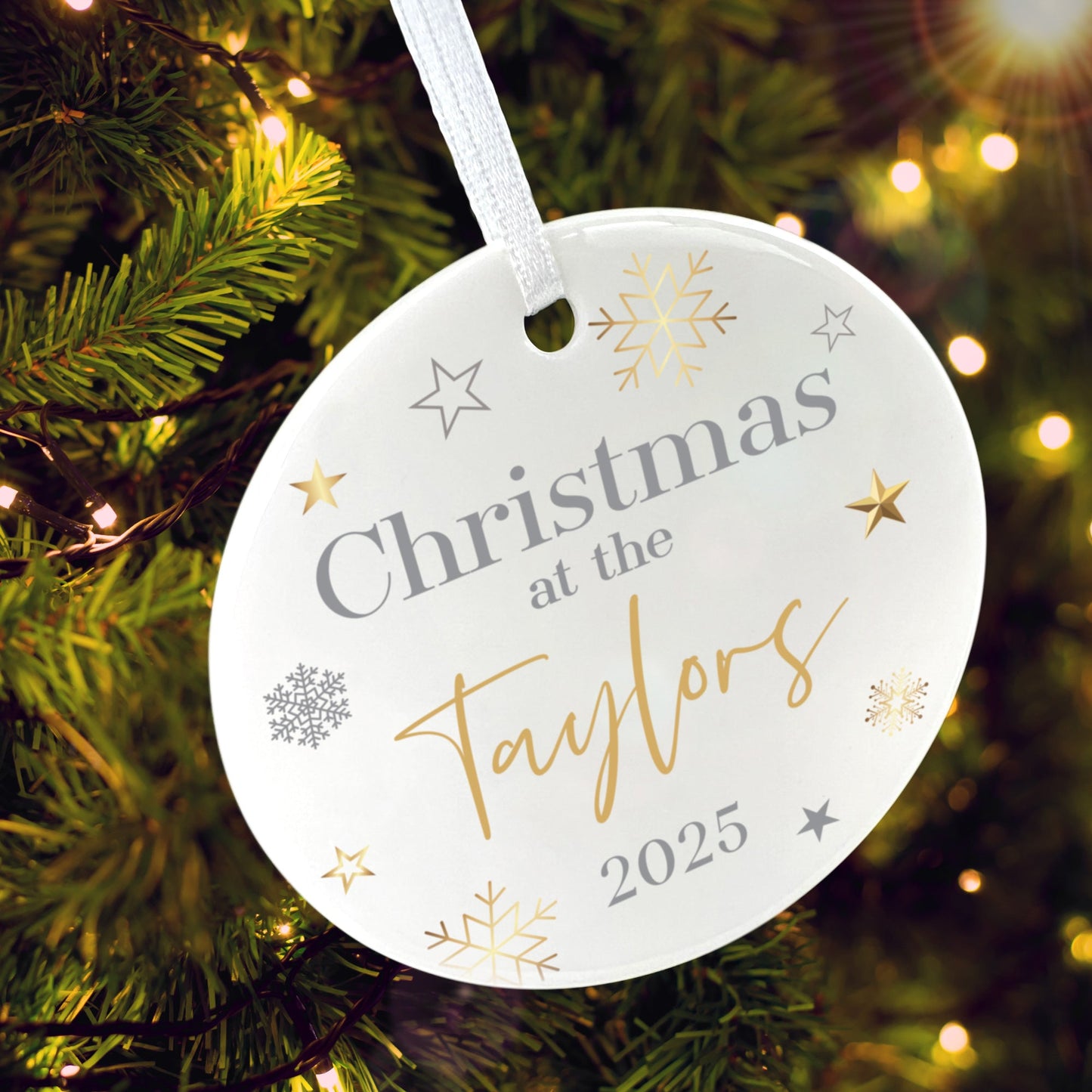 Family Christmas Ceramic Disc Hanging Decoration + Gift Box