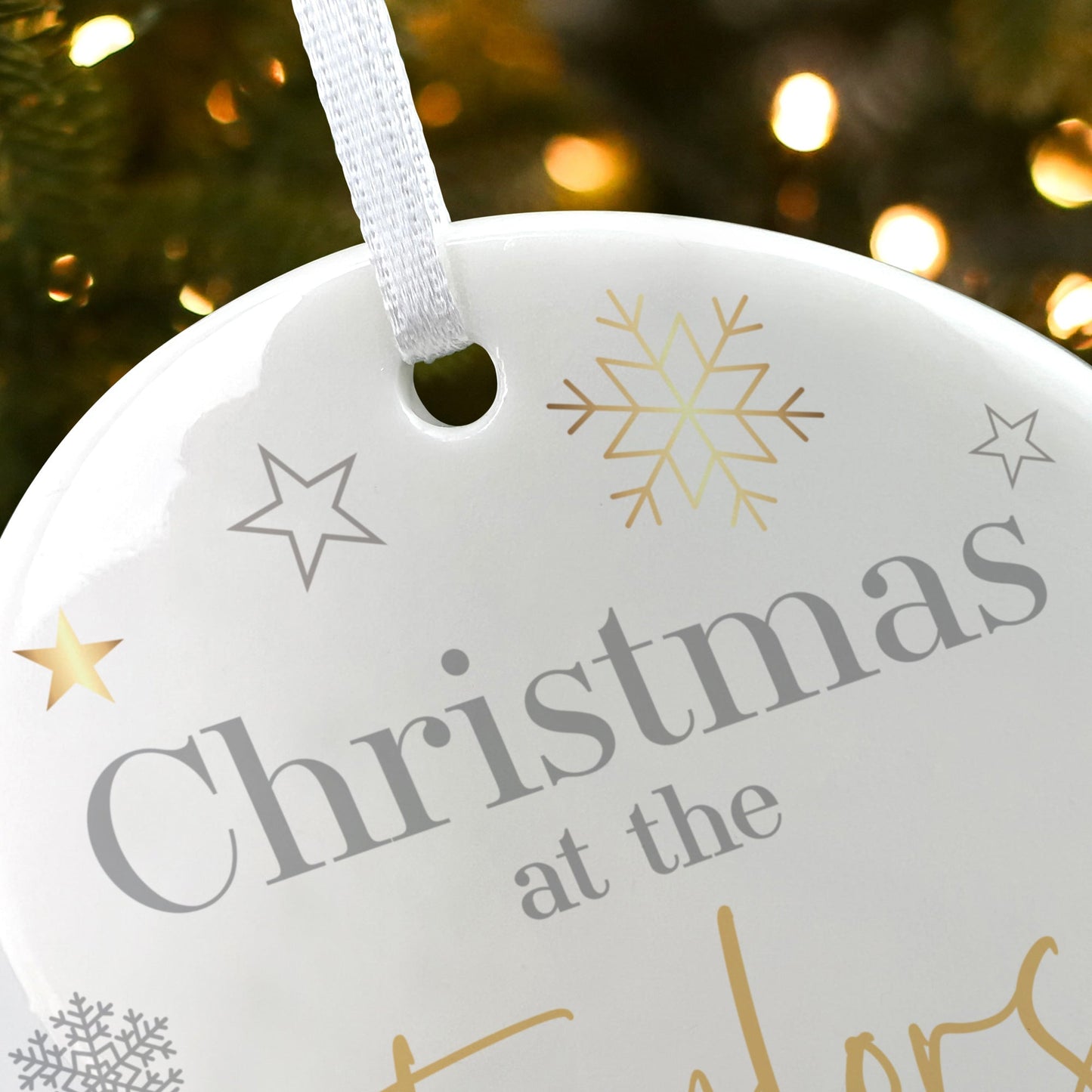 Family Christmas Ceramic Disc Hanging Decoration + Gift Box