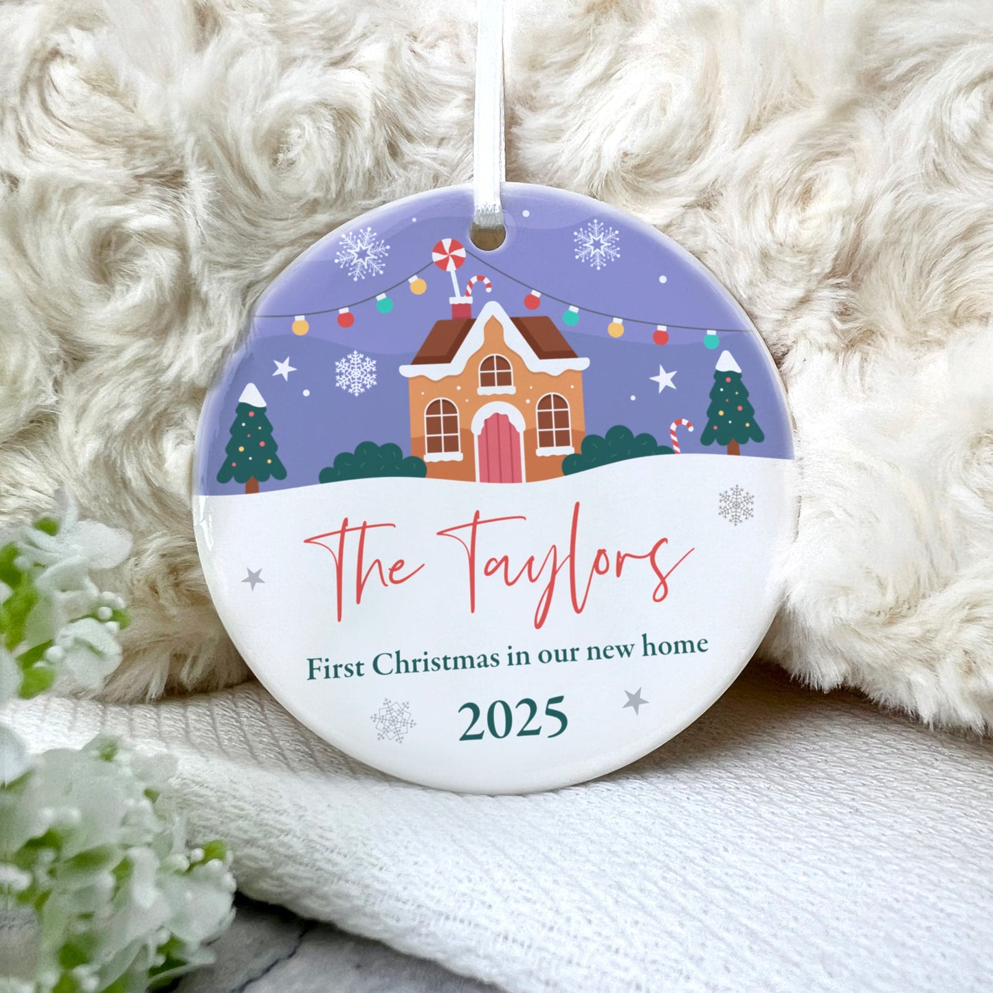 First Christmas New Home Ceramic Disc Hanging Decoration + Gift Box