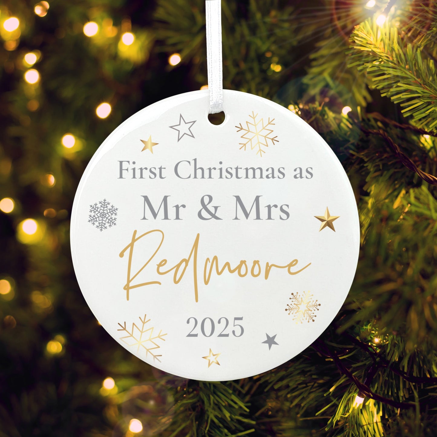 First Christmas As Ceramic Disc Hanging Decoration + Gift Box