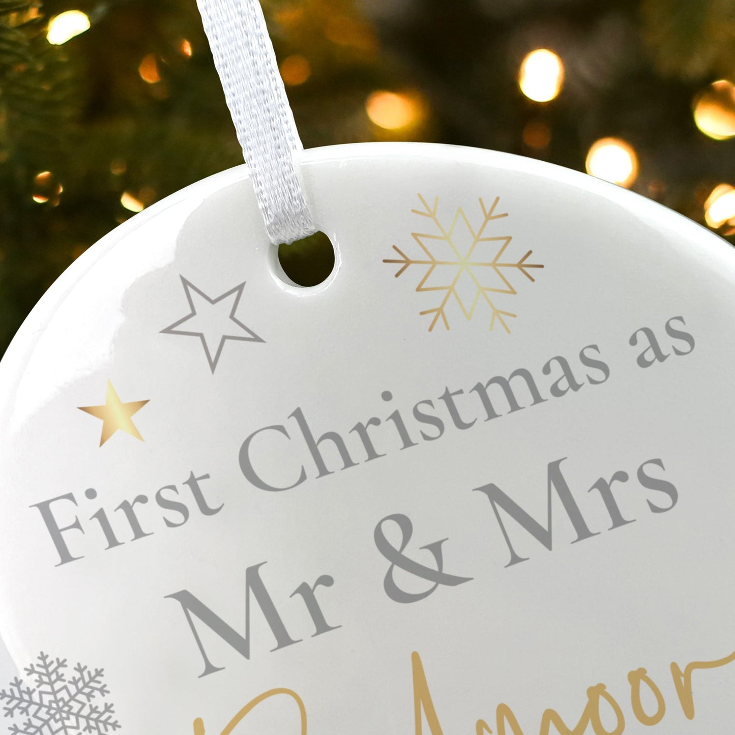 First Christmas As Ceramic Disc Hanging Decoration + Gift Box