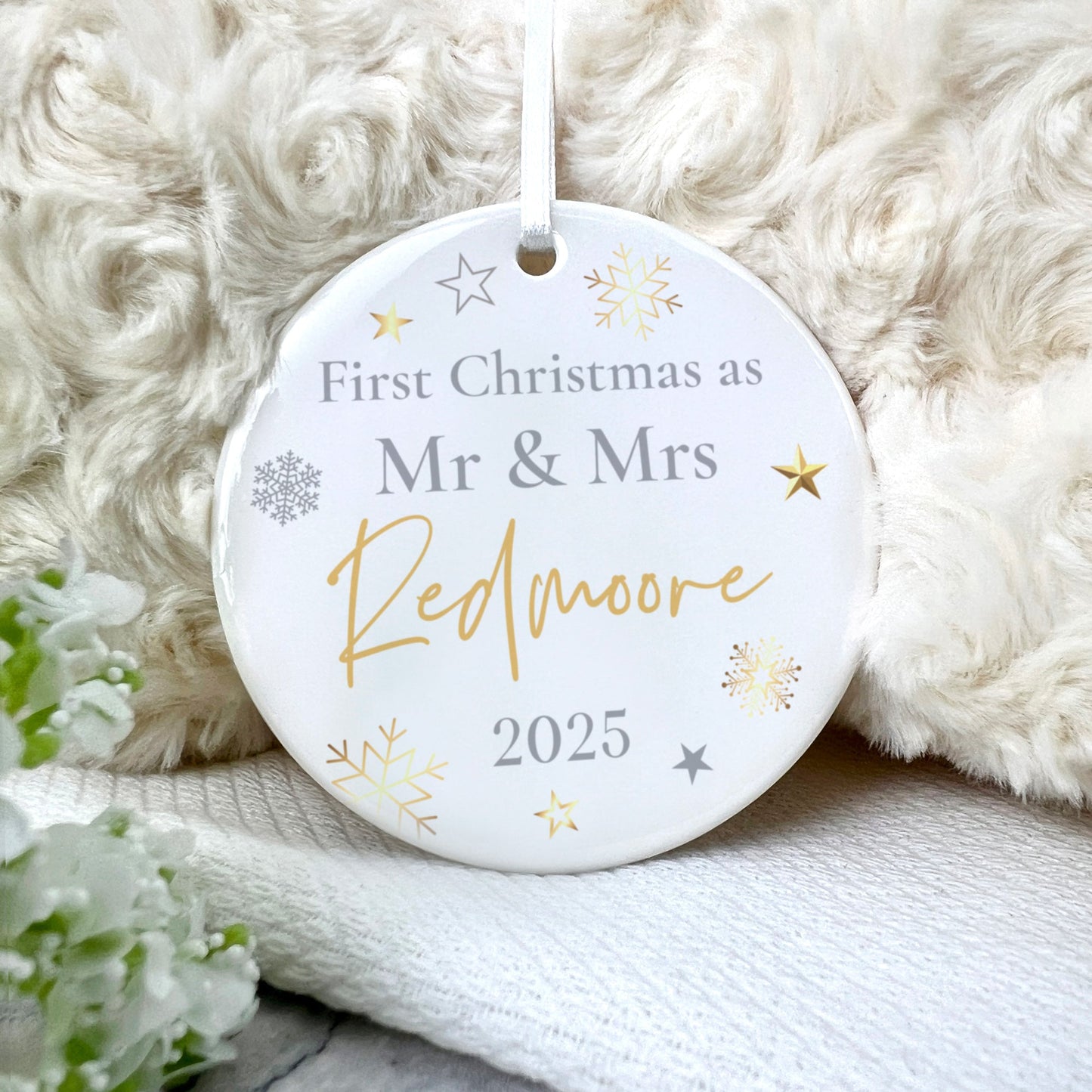 First Christmas As Ceramic Disc Hanging Decoration + Gift Box