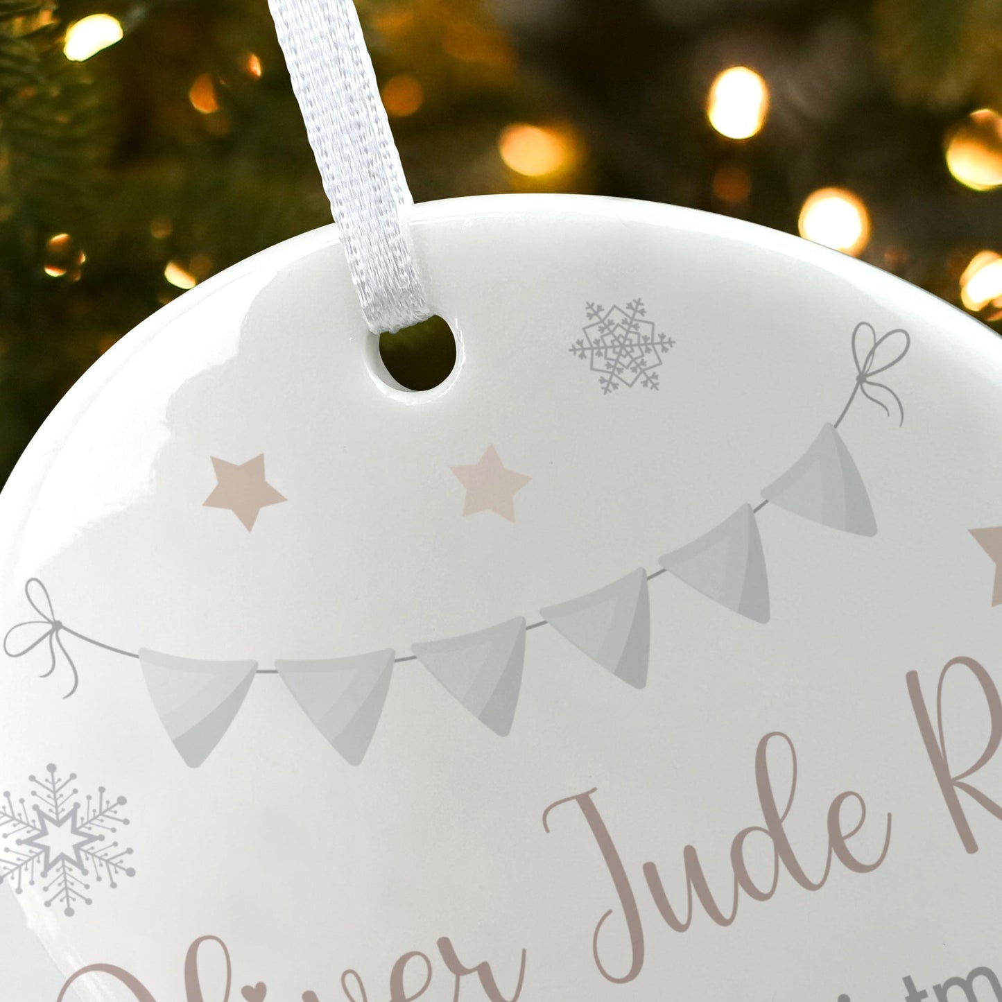 My First Christmas Baby Garland Ceramic Disc Hanging Decoration + Gift Box