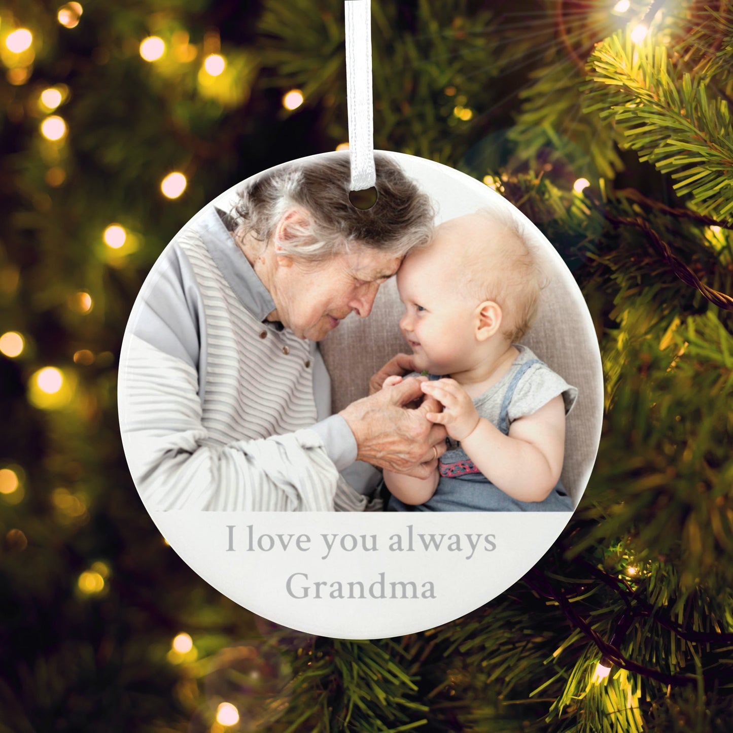 Any Message & Photo Ceramic Disc Hanging Decoration + Gift Box
