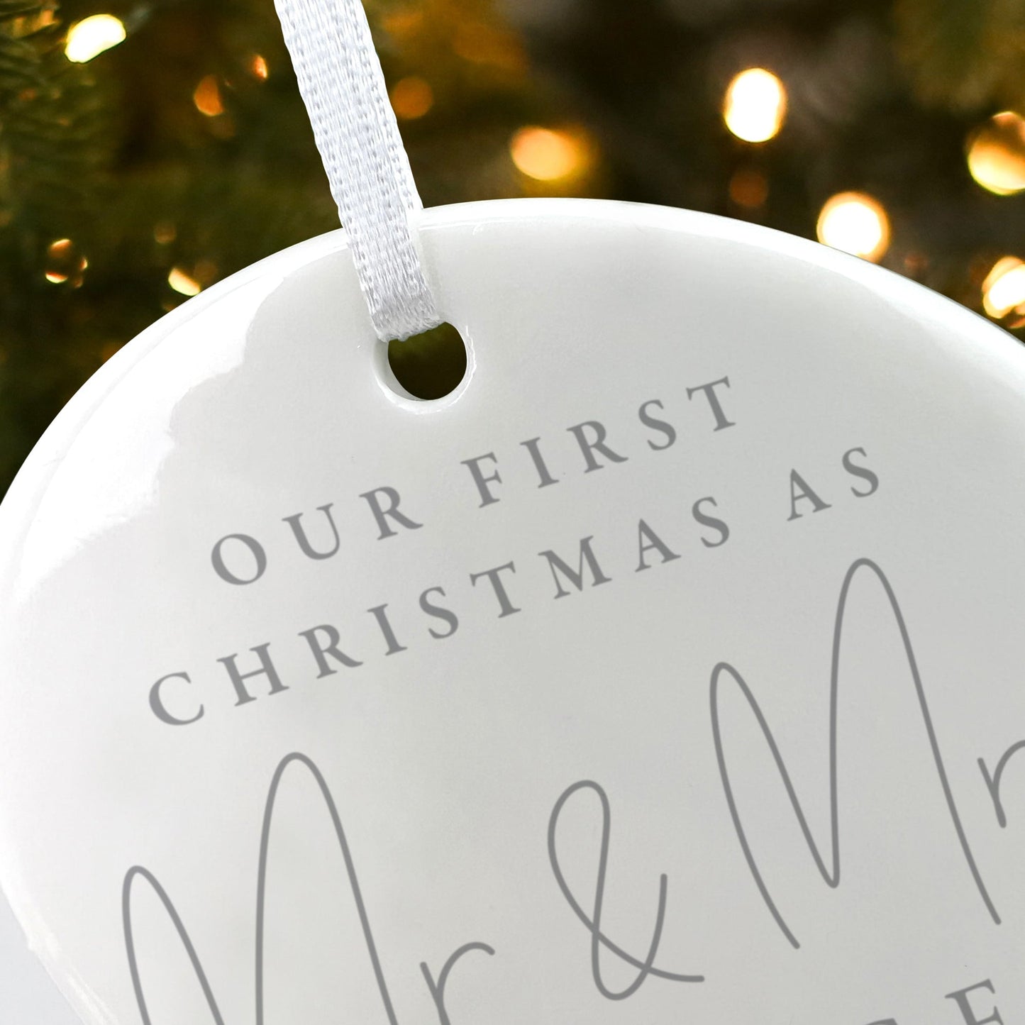 Our First Christmas Married Ceramic Disc Hanging Decoration + Gift Box