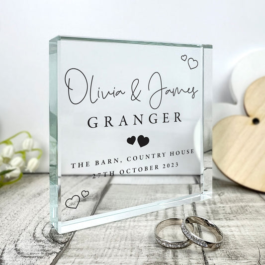 Personalised Wedding Script Text Crystal Token