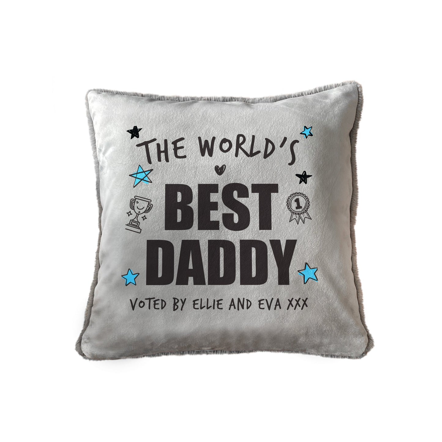 Personalised The World's Best Dad Faux Fur Cuddle Cushion