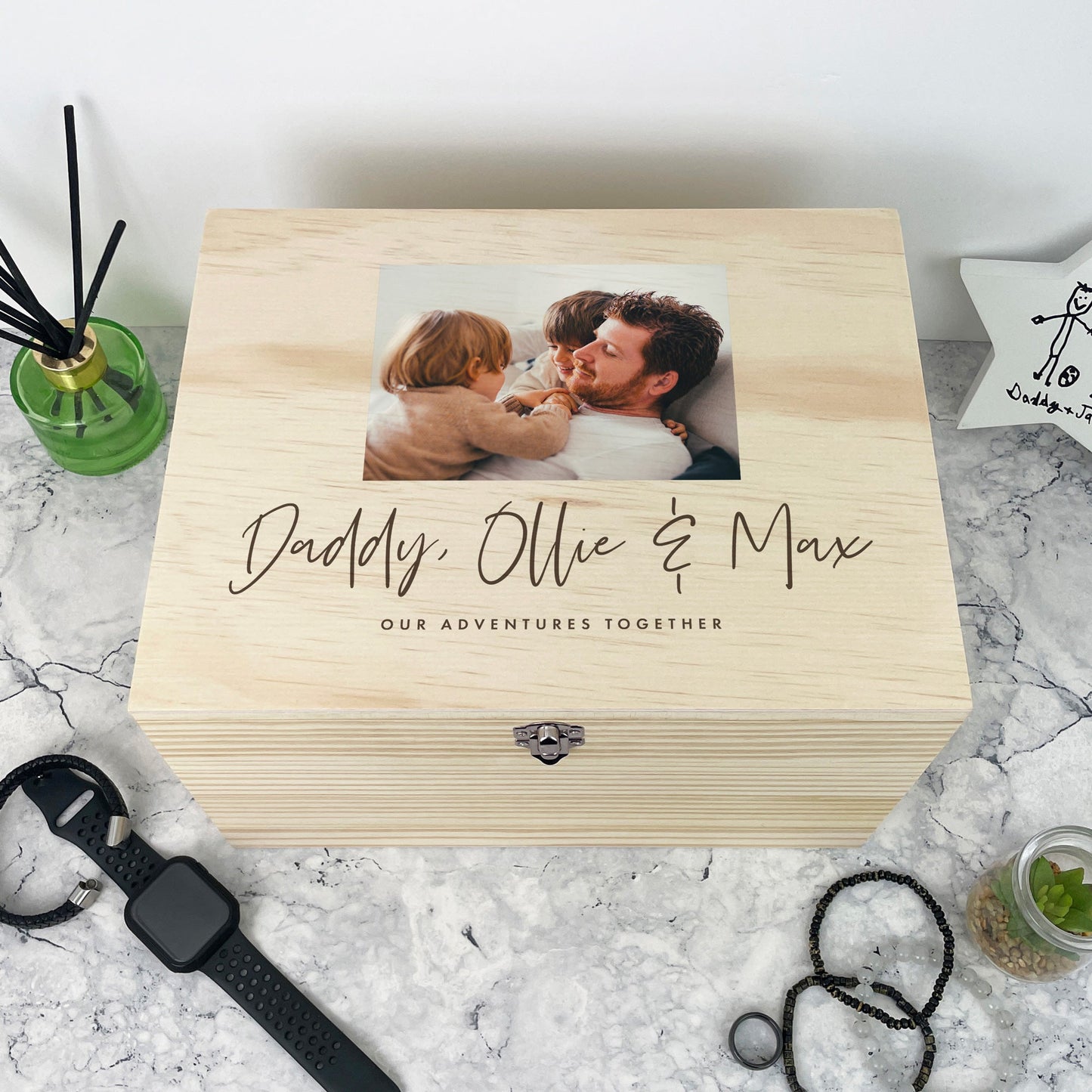 Personalised Our Adventures Together Pine Photo Memory Box - 5 Sizes