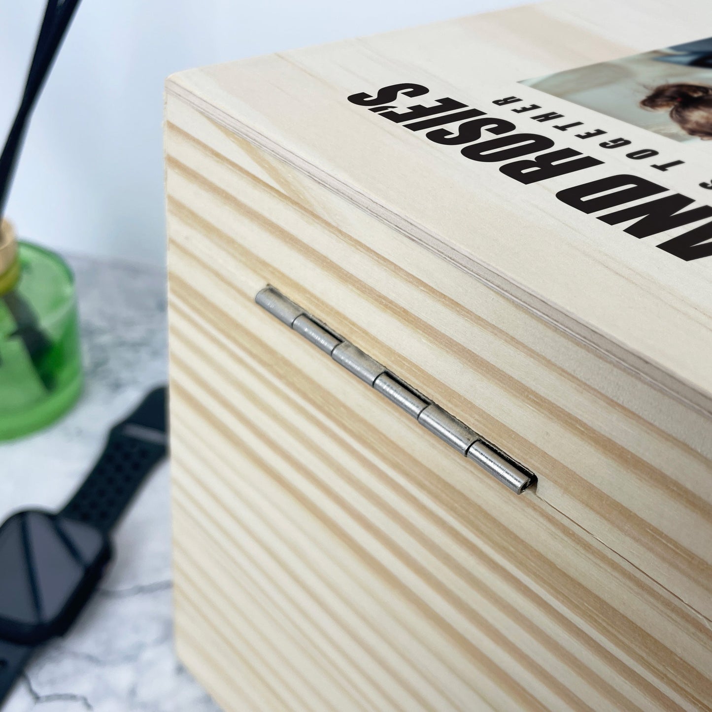 Personalised Bold Custom Text Pine Photo Memory Box - 5 Sizes