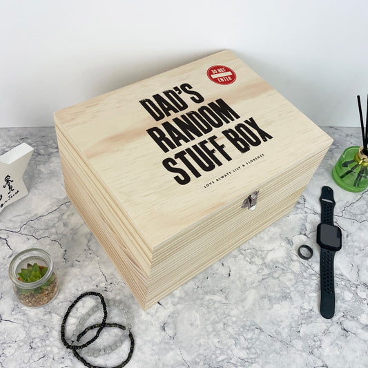 Personalised Random Stuff Box Pine Memory Box - 5 Sizes