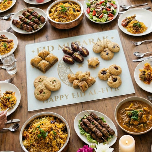 Eid Mubarak Large Glass Serving Board
