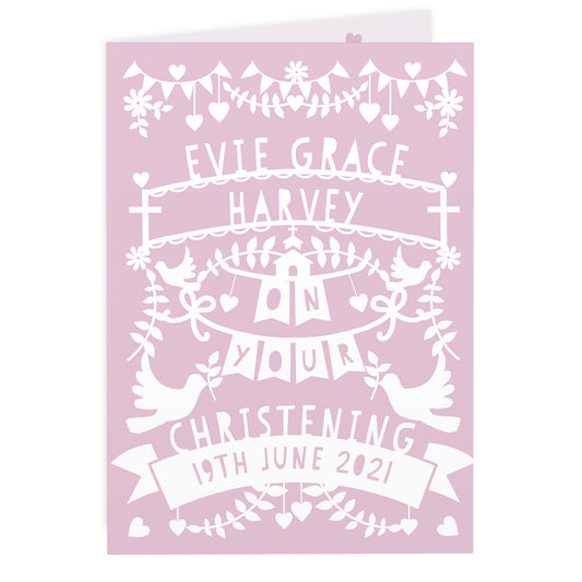 Personalised Pink Papercut Style Card