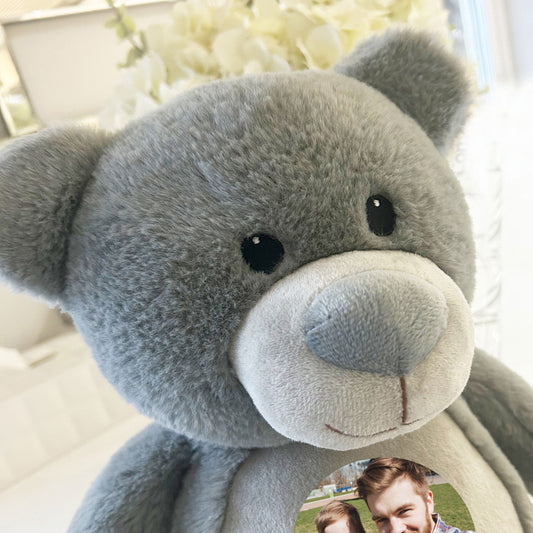Personalised Photo Record-A-Voice Keepsake Memory Bear - Grey