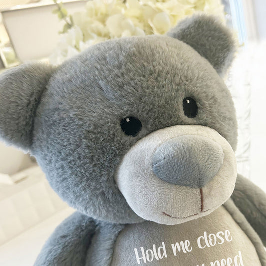 Personalised Ashes Keepsake Memory Bear - Grey