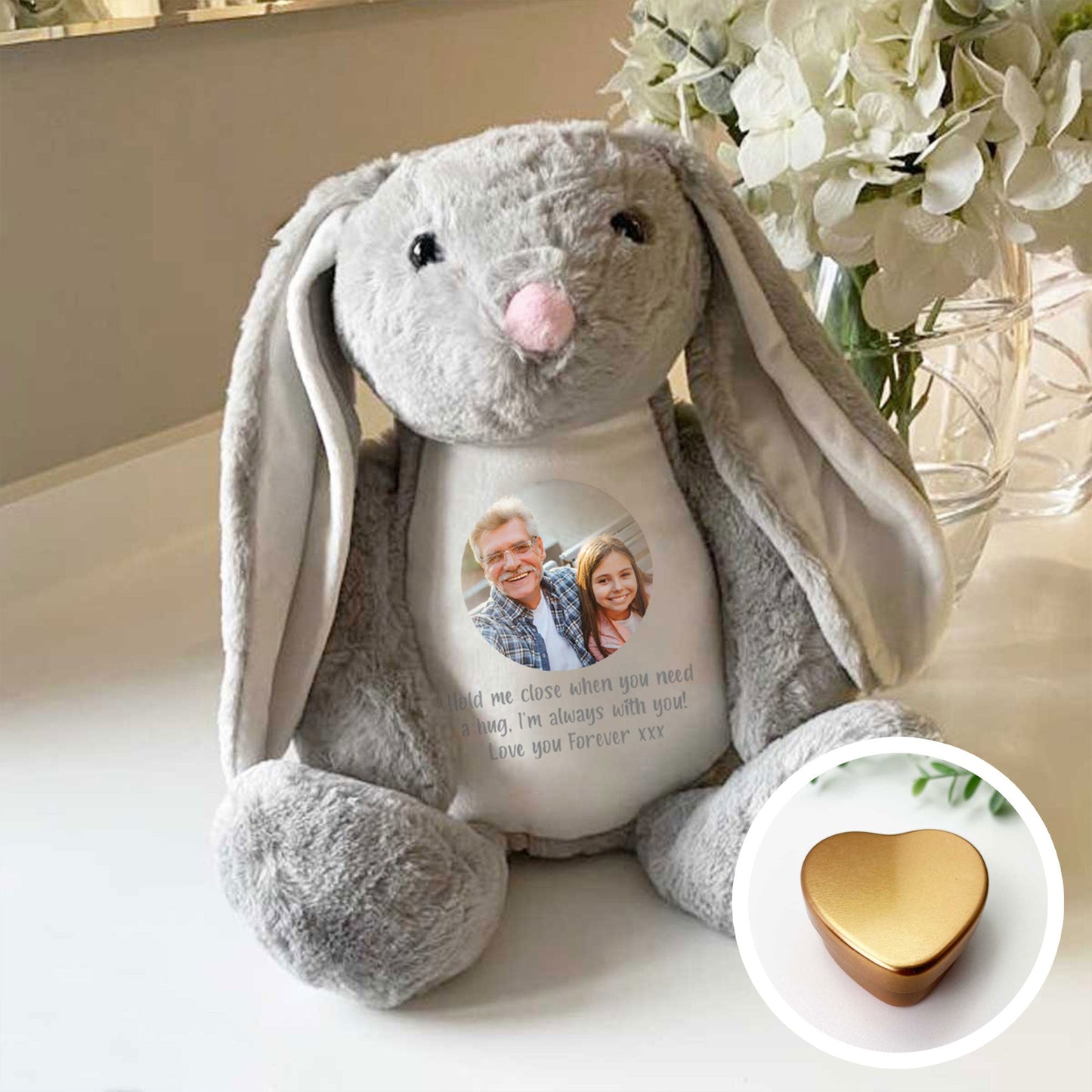 Personalised Photo Ashes Keepsake Memory Bear - Grey