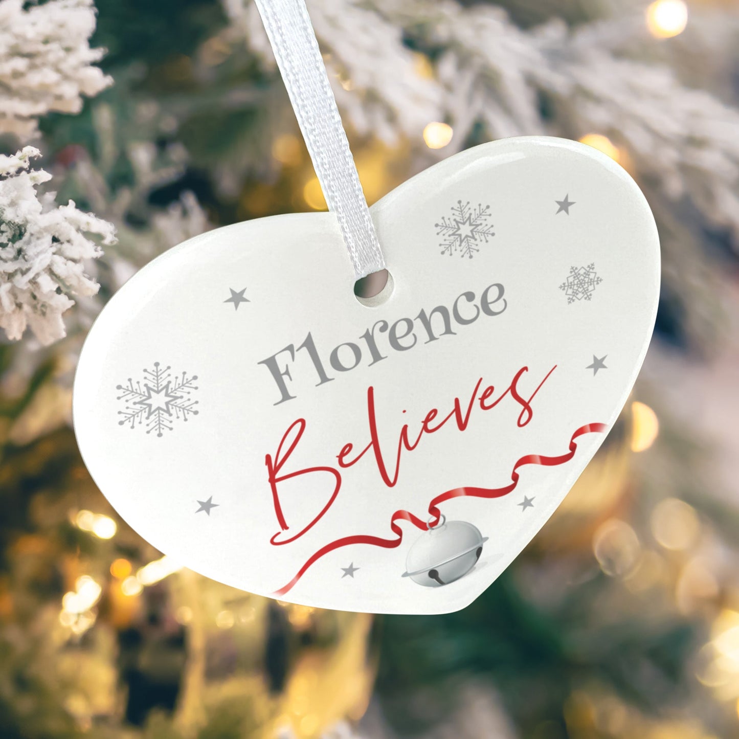 "Believes" Ceramic Heart Hanging Decoration + Gift Box