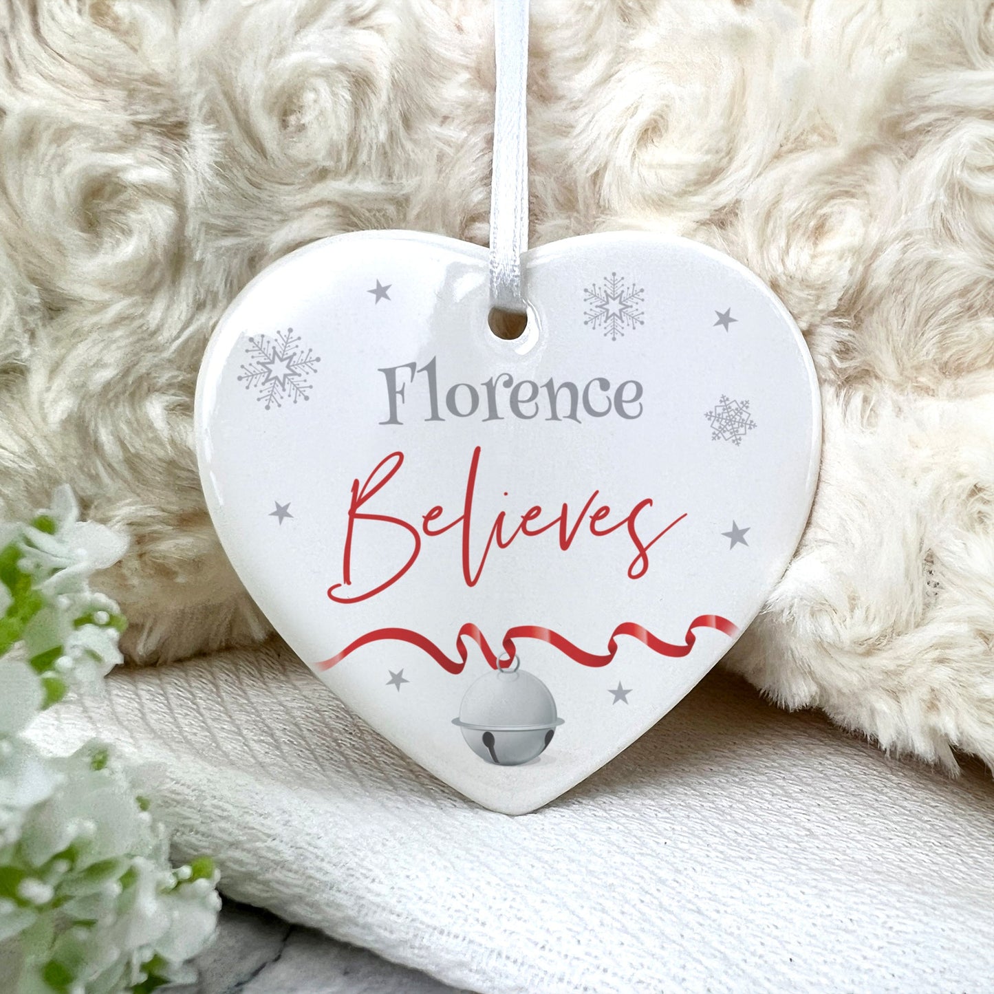 "Believes" Ceramic Heart Hanging Decoration + Gift Box