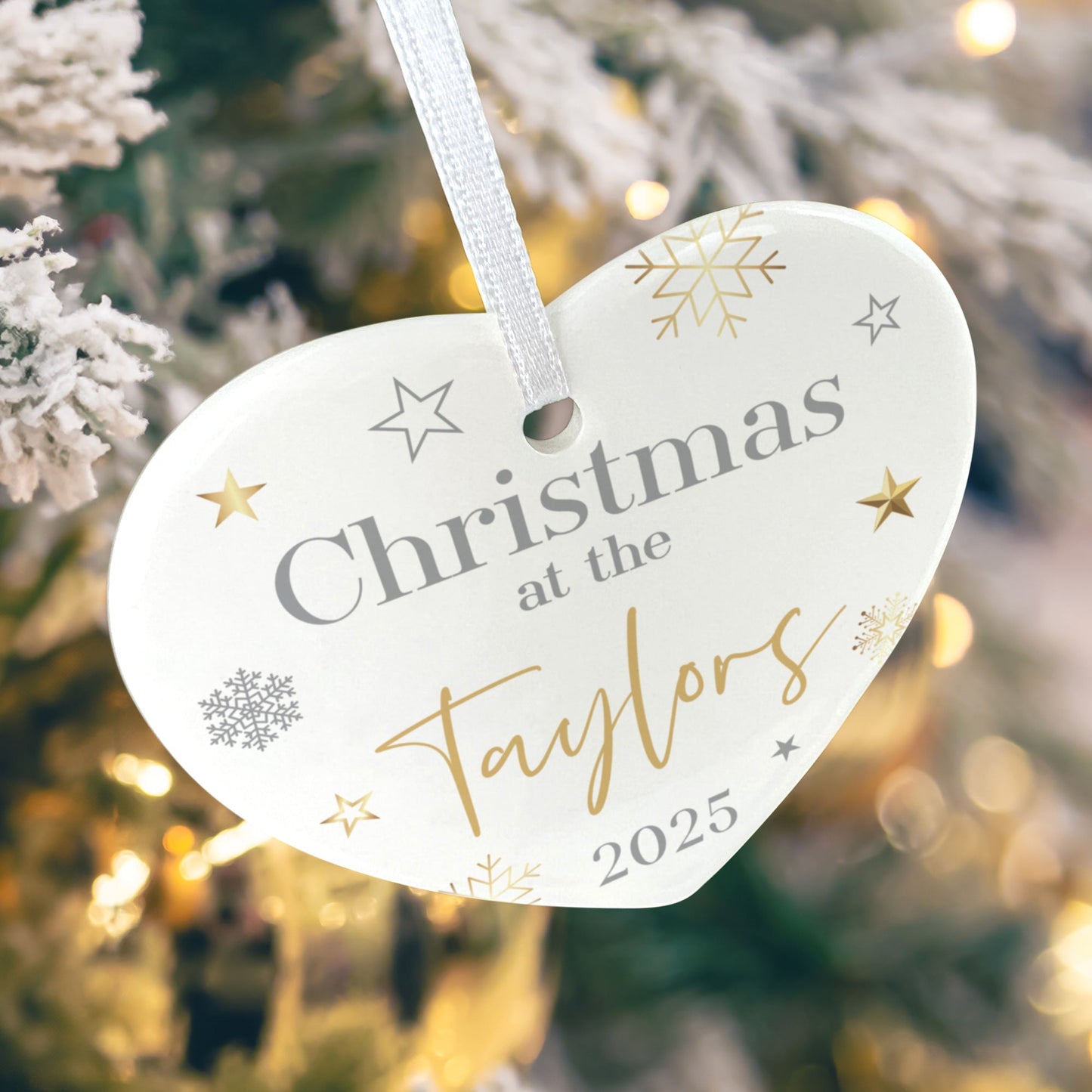 Family Christmas Ceramic Heart Hanging Decoration + Gift Box