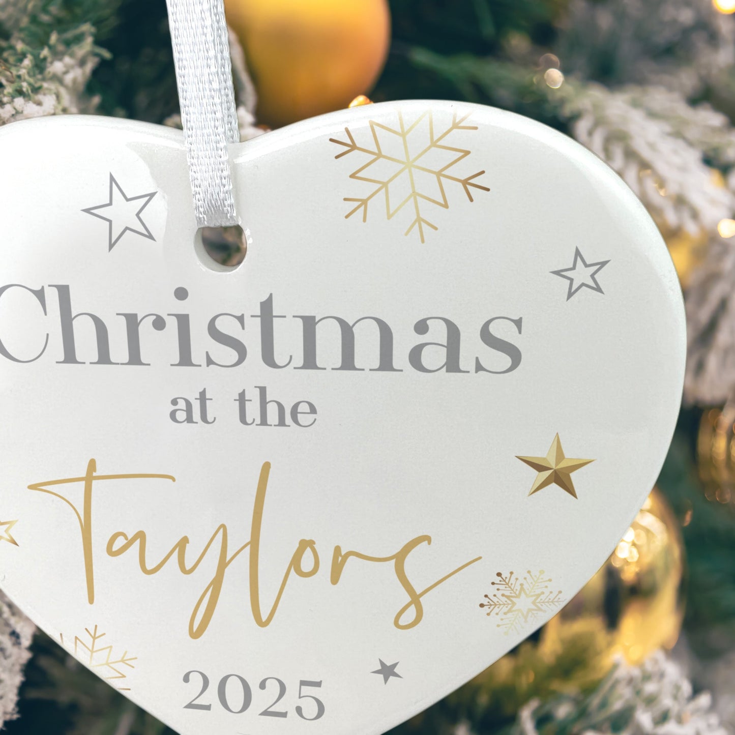 Family Christmas Ceramic Heart Hanging Decoration + Gift Box