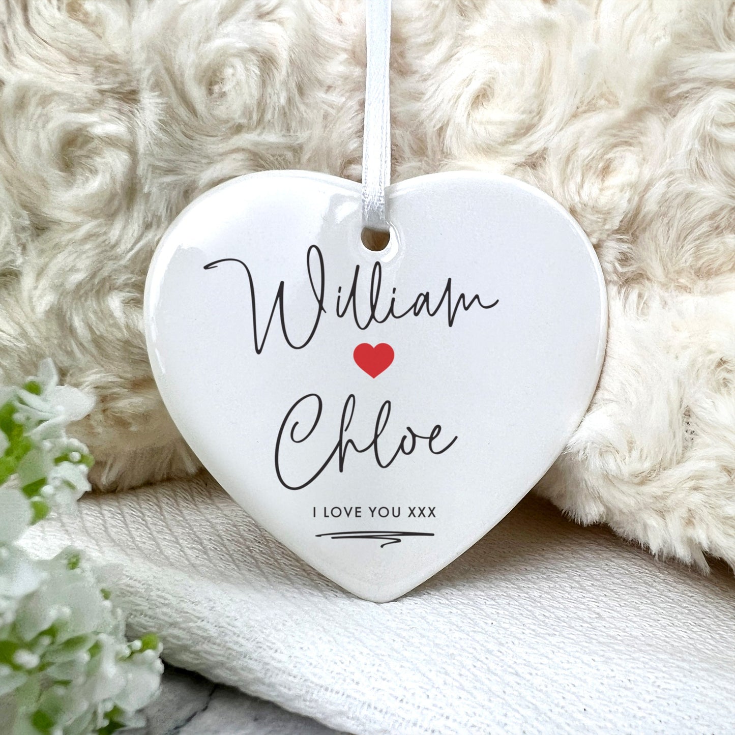 Couples Ceramic Heart Hanging Decoration + Gift Box