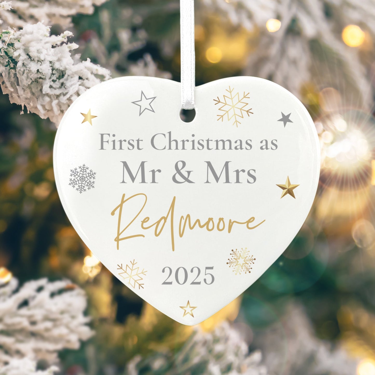 First Christmas As Ceramic Heart Hanging Decoration + Gift Box