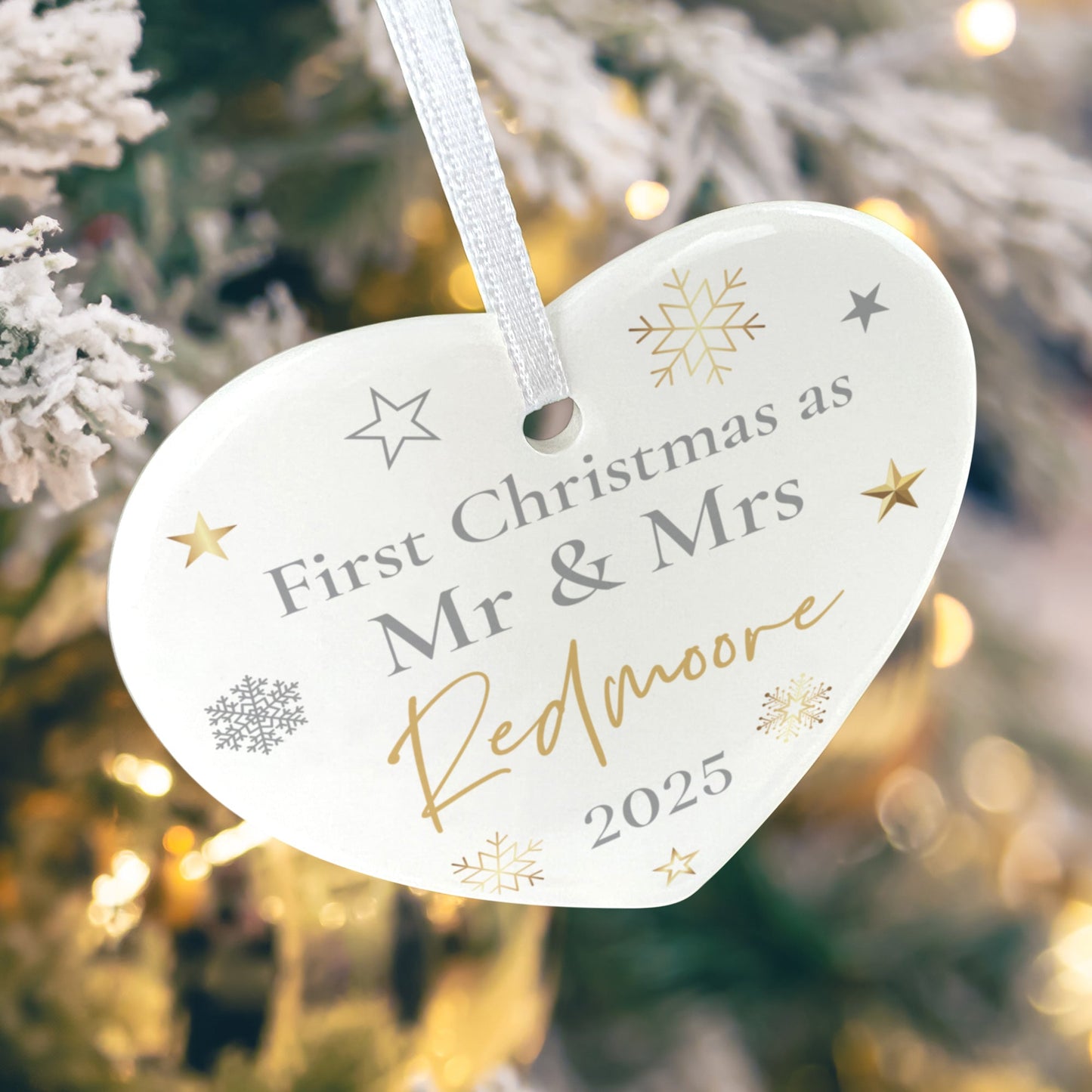 First Christmas As Ceramic Heart Hanging Decoration + Gift Box