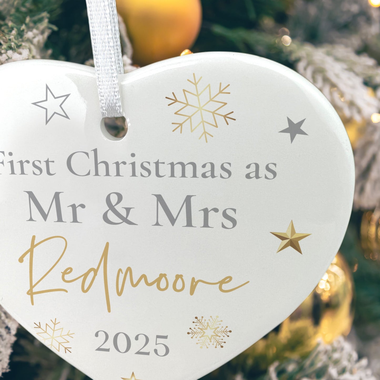 First Christmas As Ceramic Heart Hanging Decoration + Gift Box