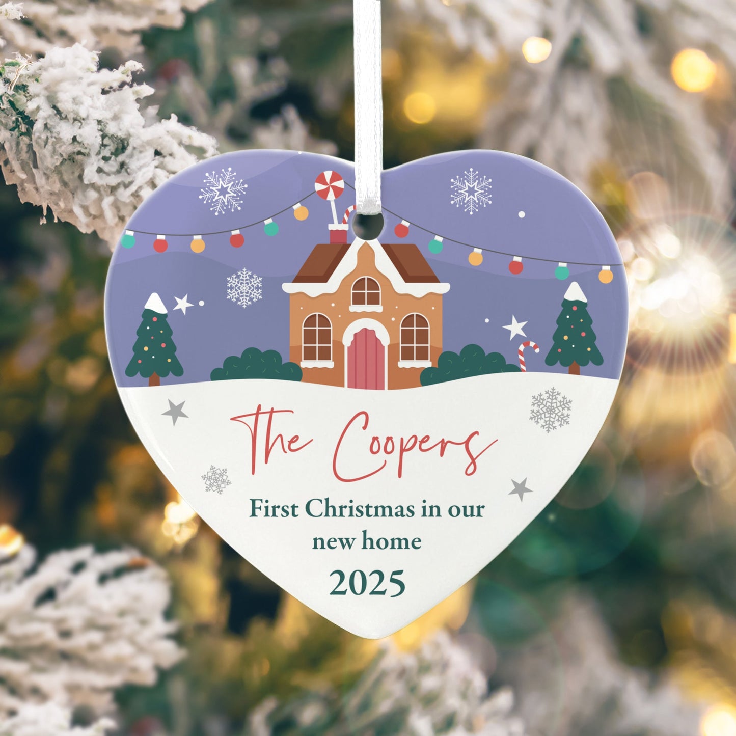First Christmas New Home Ceramic Heart Hanging Decoration + Gift Box