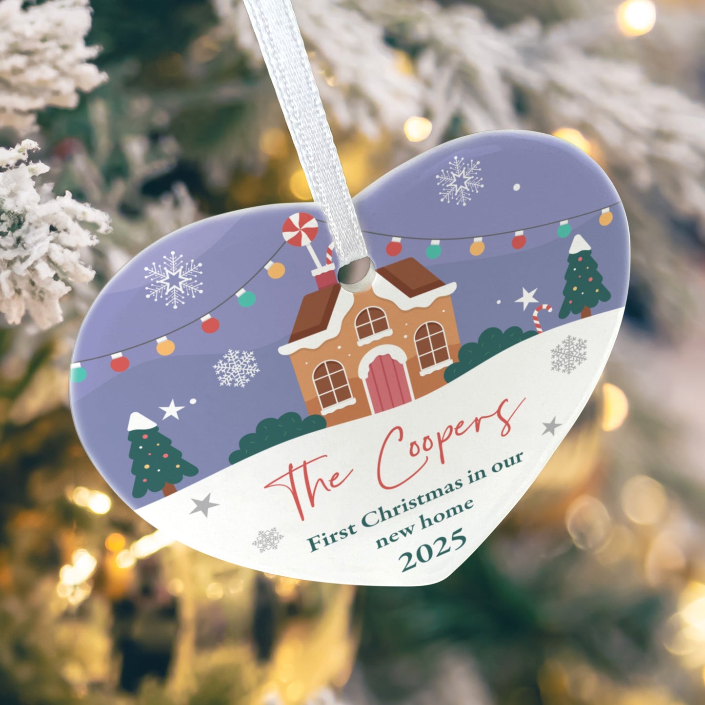 First Christmas New Home Ceramic Heart Hanging Decoration + Gift Box