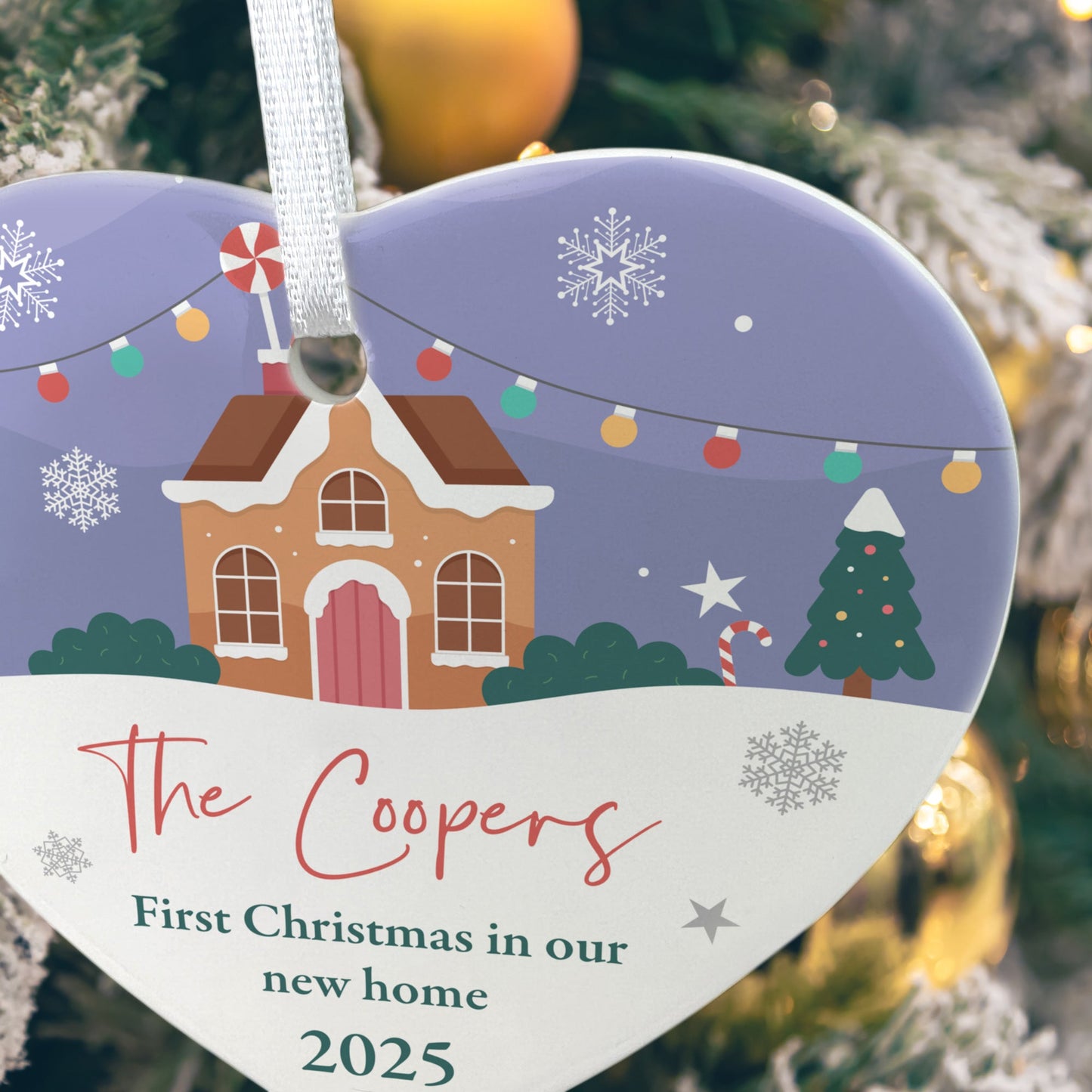 First Christmas New Home Ceramic Heart Hanging Decoration + Gift Box
