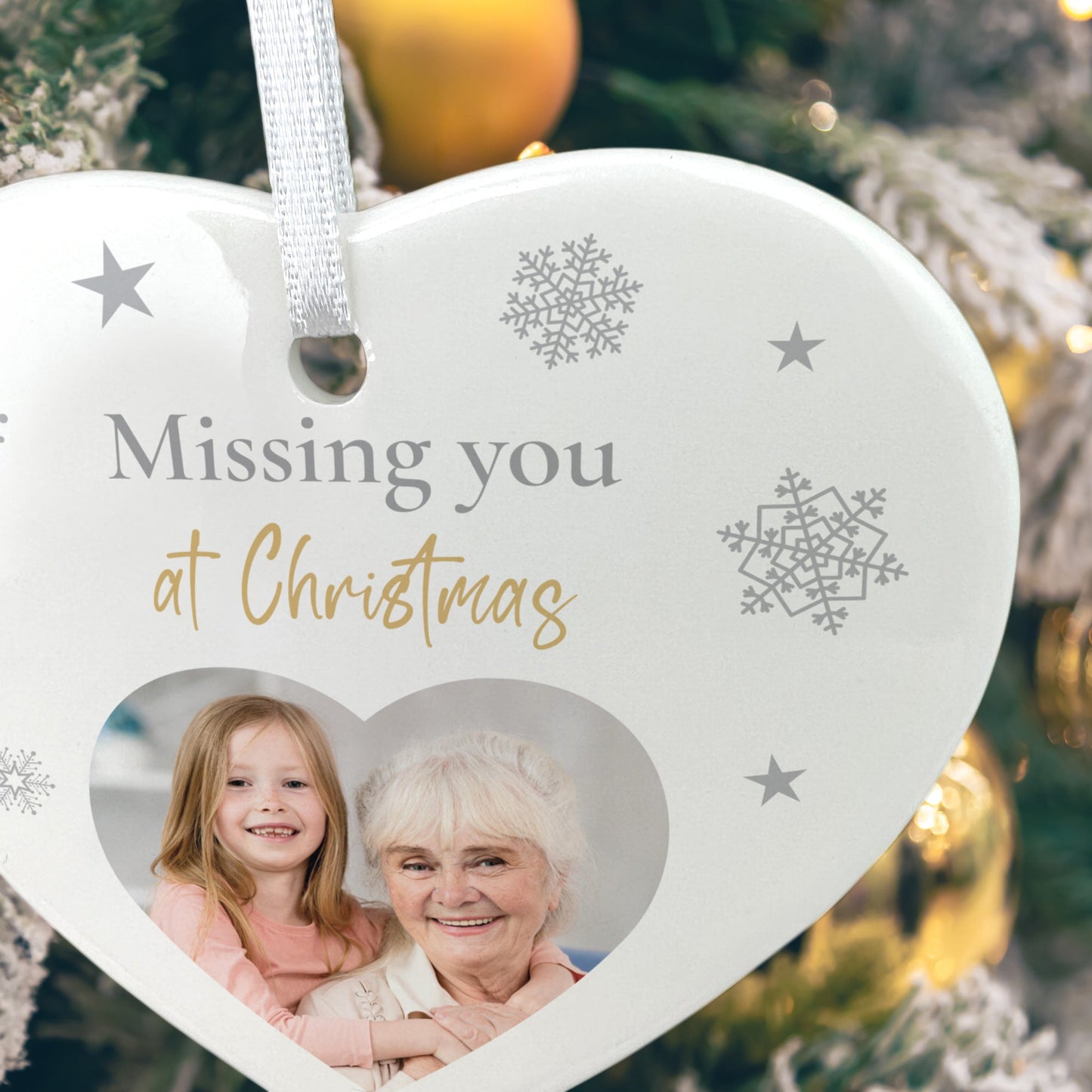 Memorial Photo Ceramic Heart Hanging Decoration + Gift Box