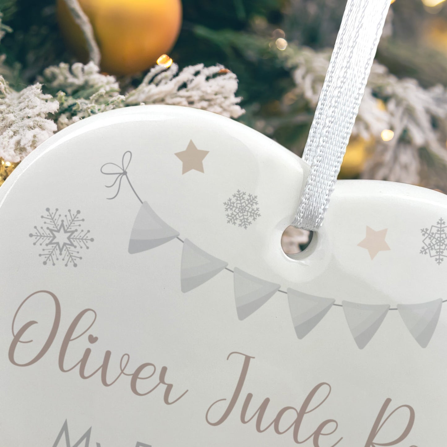 My First Christmas Baby Garland Ceramic Heart Hanging Decoration + Gift Box