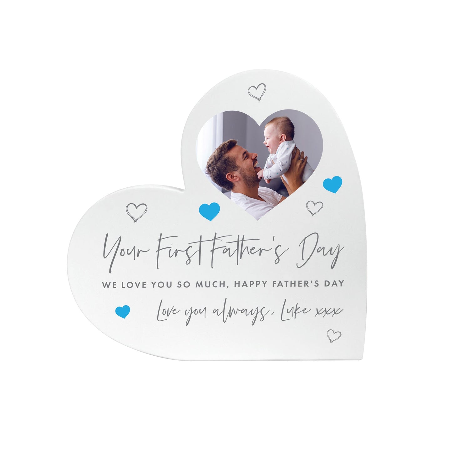 Personalised First Father's Day White Freestanding Heart