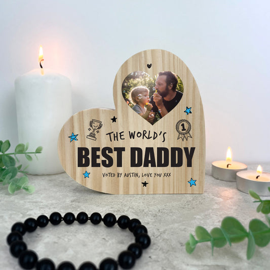 Personalised The World's Best Dad Wooden Freestanding Heart