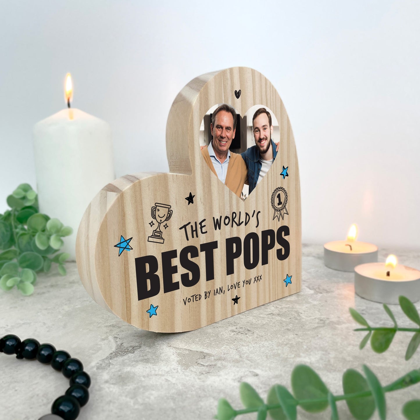 Personalised The World's Best Dad Wooden Freestanding Heart