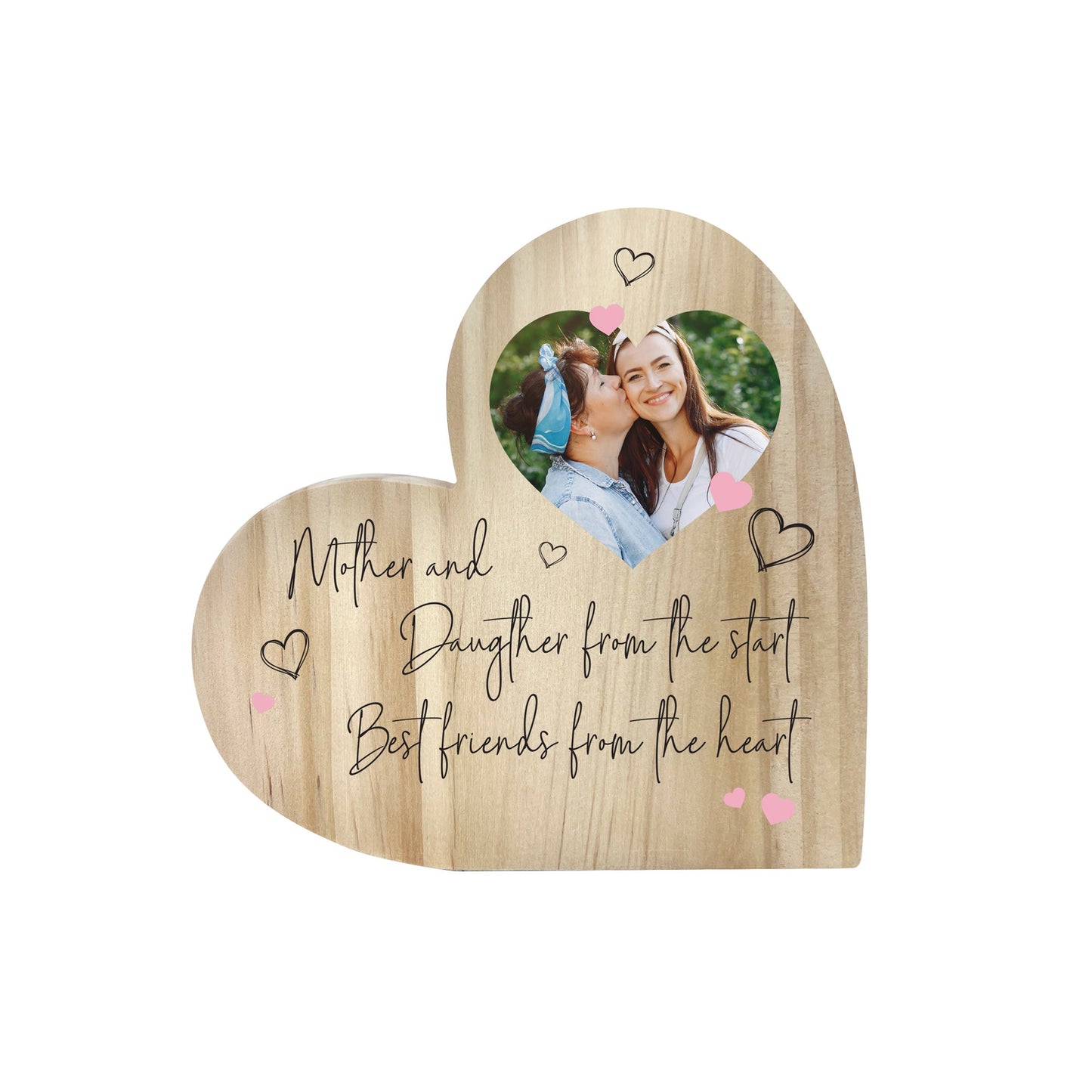 Personalised Mother & Daughter/Son Best Friends Photo Wooden Freestanding Heart