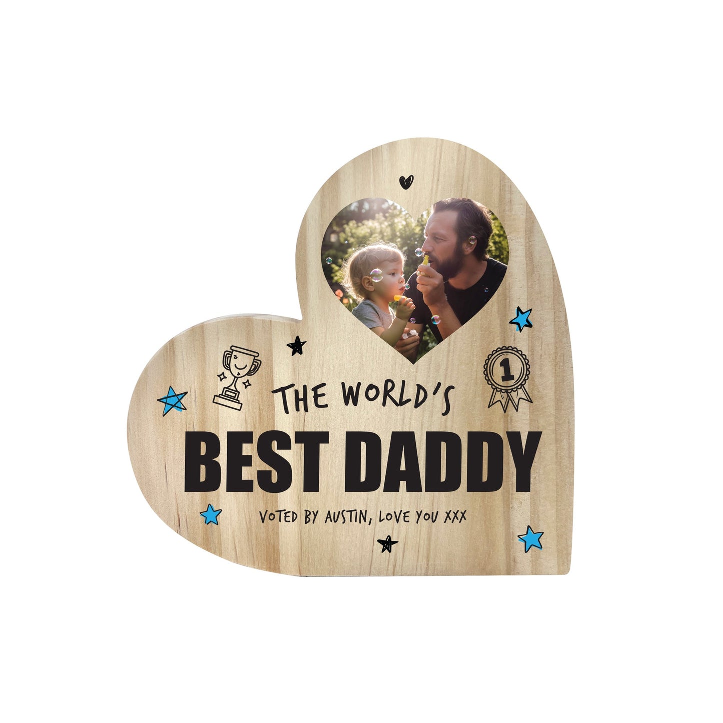 Personalised The World's Best Dad Wooden Freestanding Heart