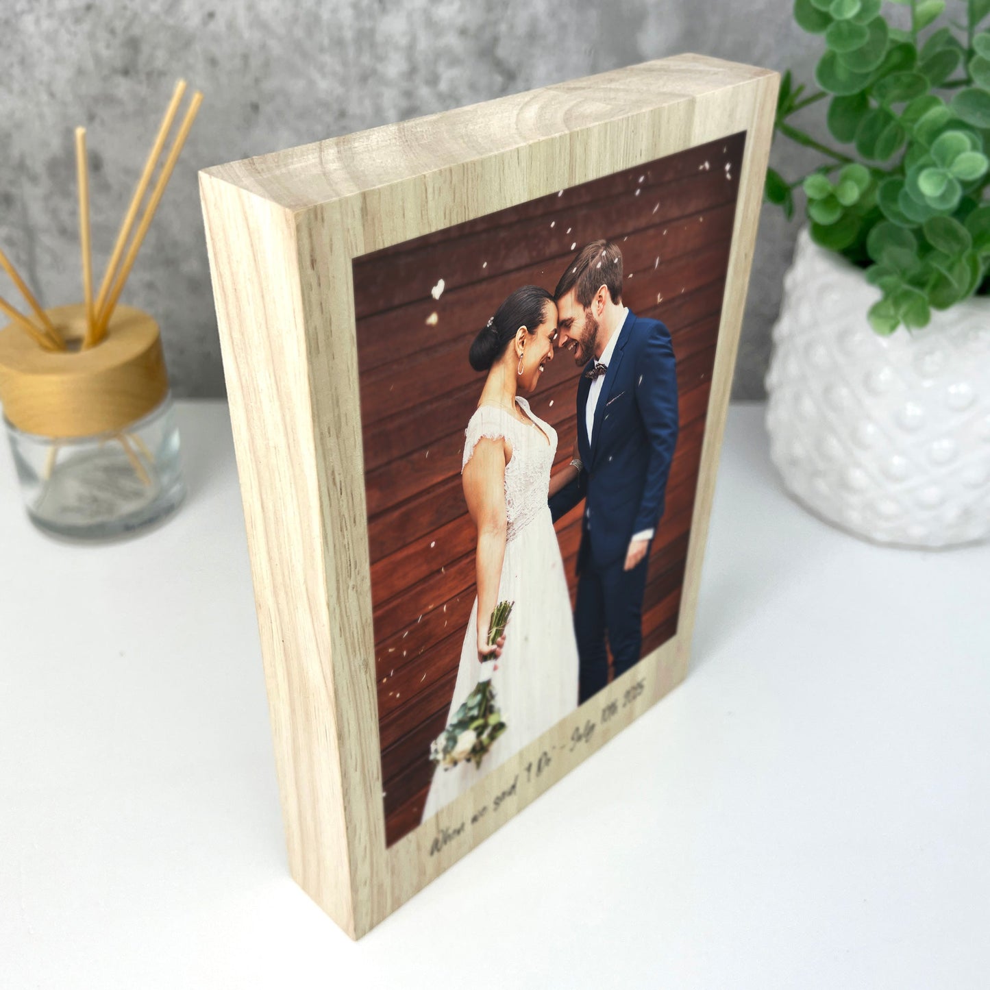 Personalised Freestanding One Photo Giant Wooden Block (21cm x 15cm) - Portrait