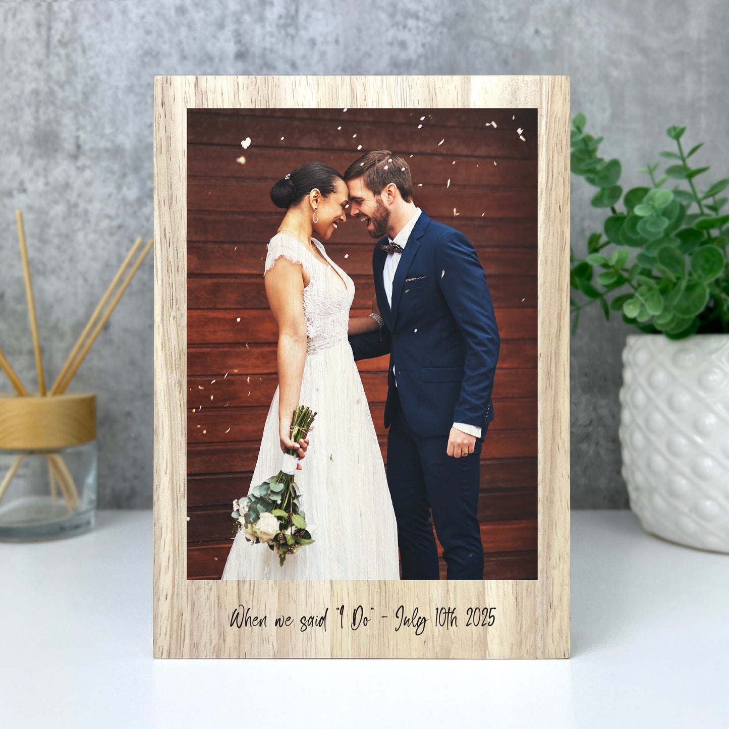 Personalised Freestanding One Photo Giant Wooden Block (21cm x 15cm) - Portrait