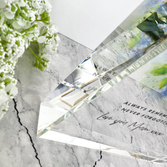 Personalised Forget-Me-Not Giant Crystal Block (19.5cm x 14cm)