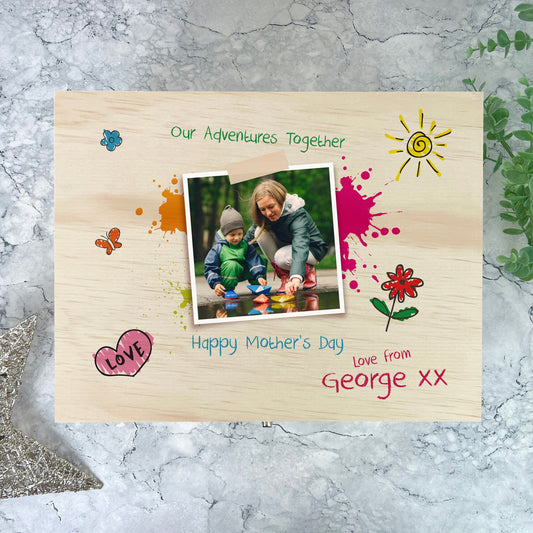 Personalised 'Our Adventures Together' Wooden Memory Box From The Kids/Grandkids - 5 Sizes