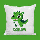Personalised Sequin Cushion With Crocodile Image and Name