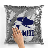 Personalised Sequin Cushion With Shark Image and Name