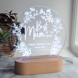 Personalised LED Light Engraved Acrylic Best Mum in the World