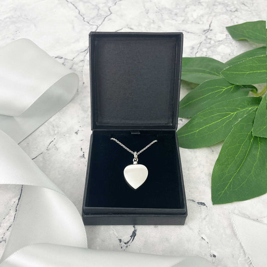 Personalised Sterling Silver Engraved Heart Cremation Ashes Memorial Urn Necklace
