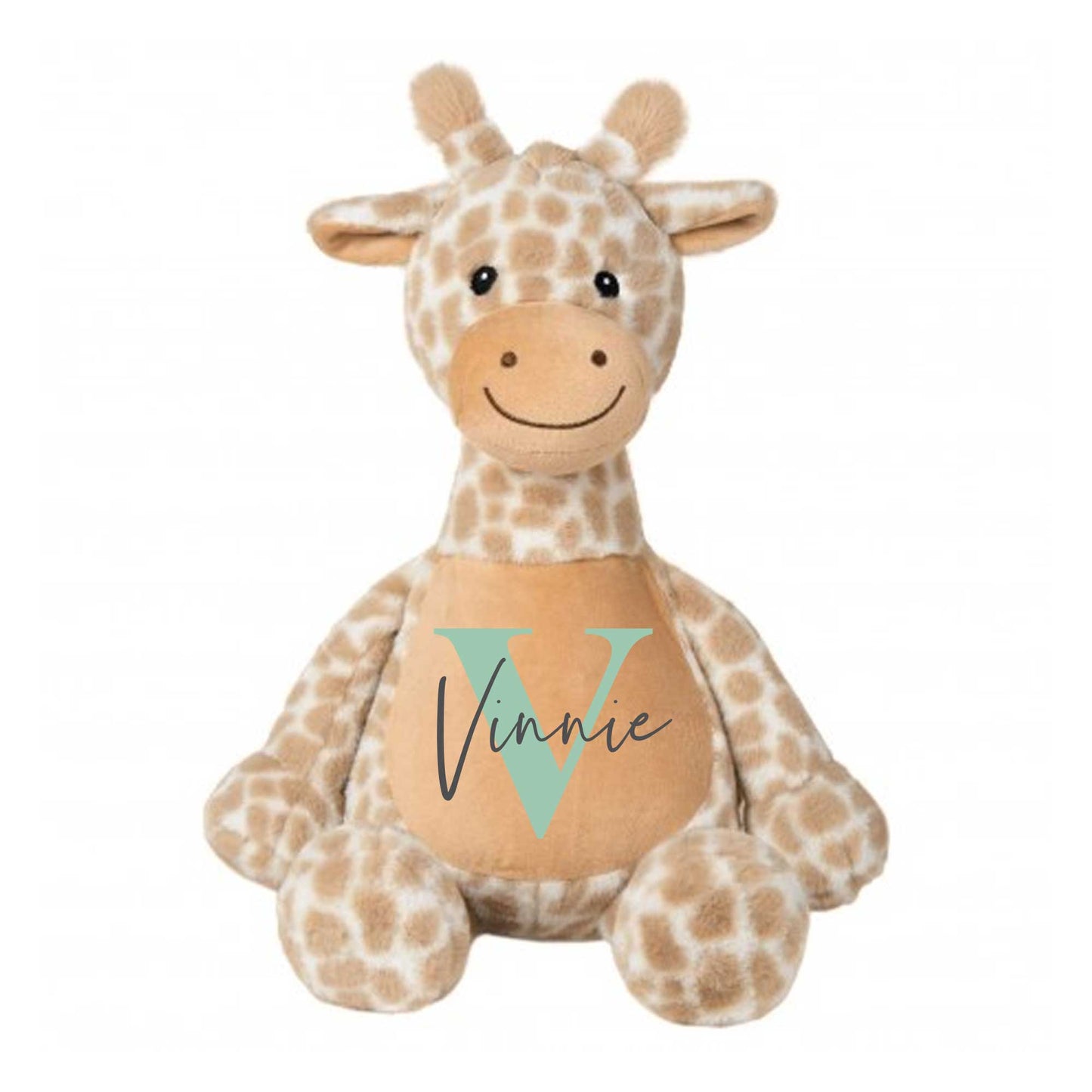 Name & Initial Giraffe - Green, Pink, Blue, Neutral