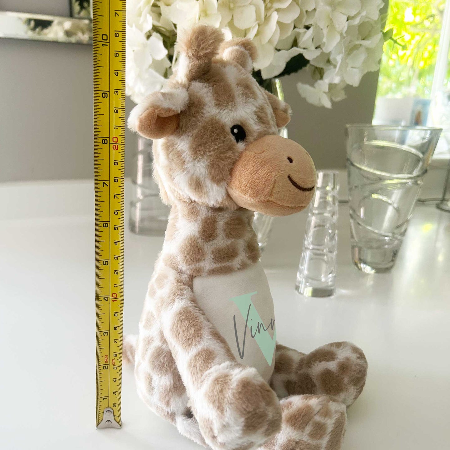 Name & Initial Giraffe - Green, Pink, Blue, Neutral