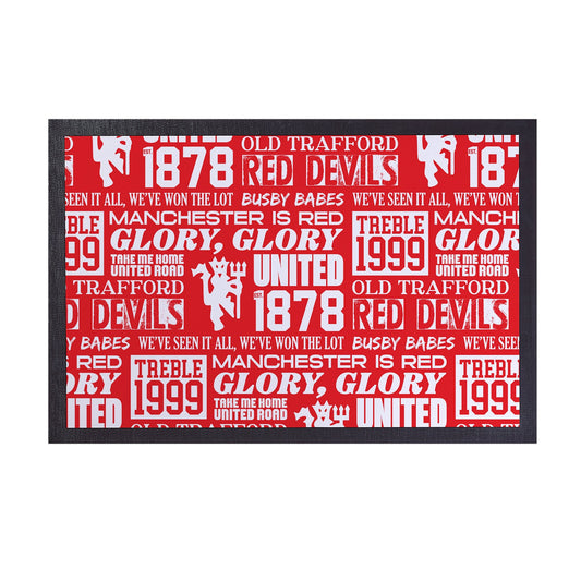 Manchester Red - Word Montage - Door Mat - 60cm x 40cm