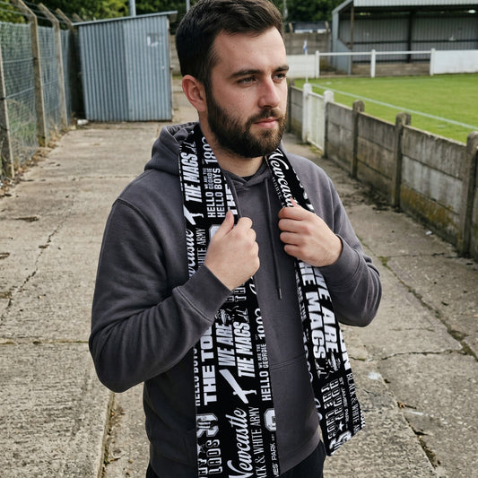 Newcastle Word Montage - Knitted Eyelet Football Scarf