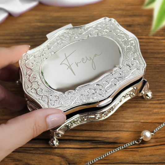 Personalised Small Silver Plated Jewellery Box